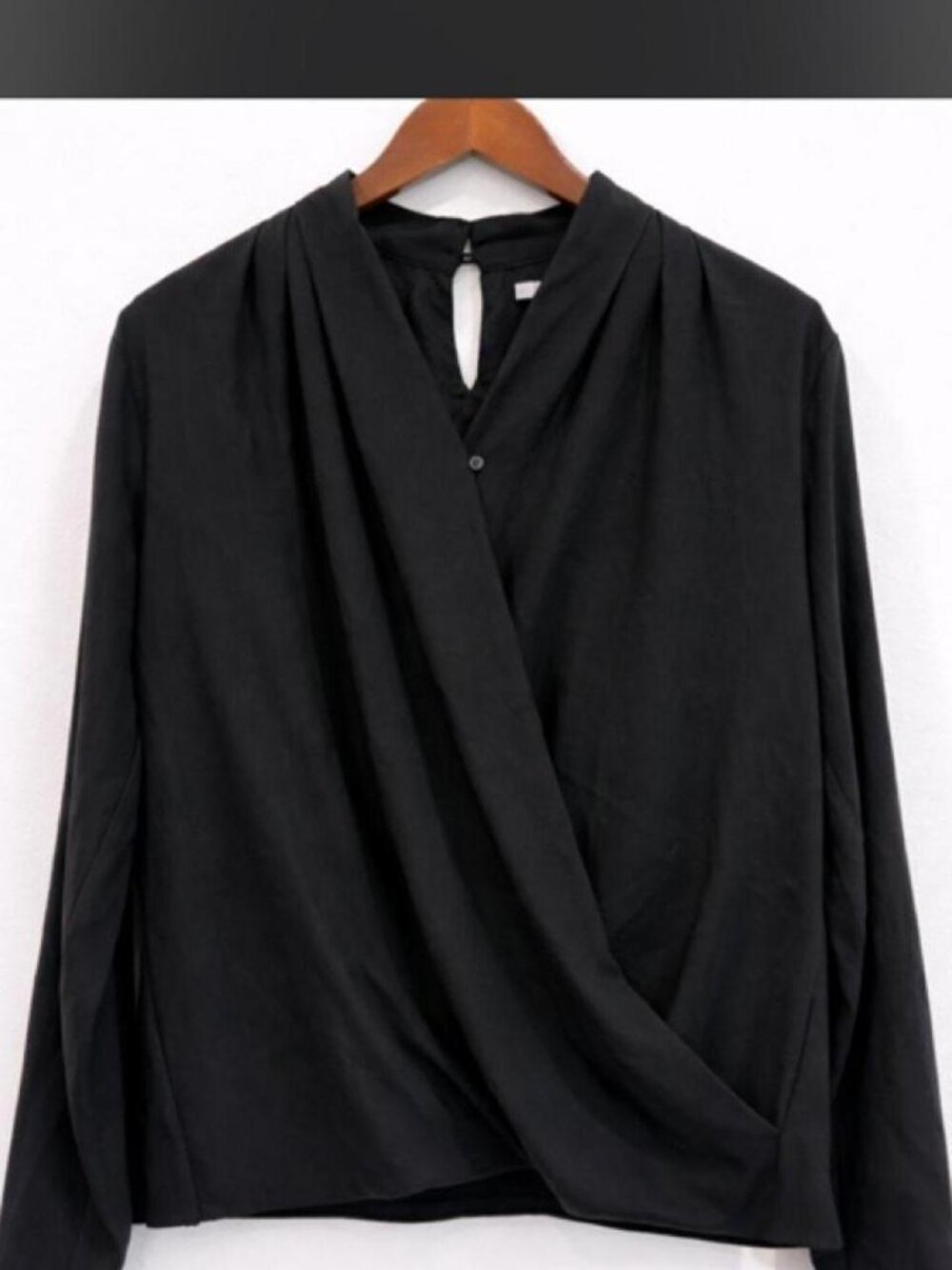 M.M.LaFleur Black Wrap-Front Blouse Size S